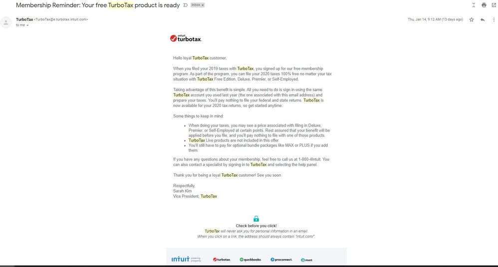 Turbotax Loyalty Program Email.JPG