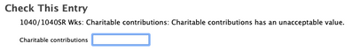 Error for Charitable Donations