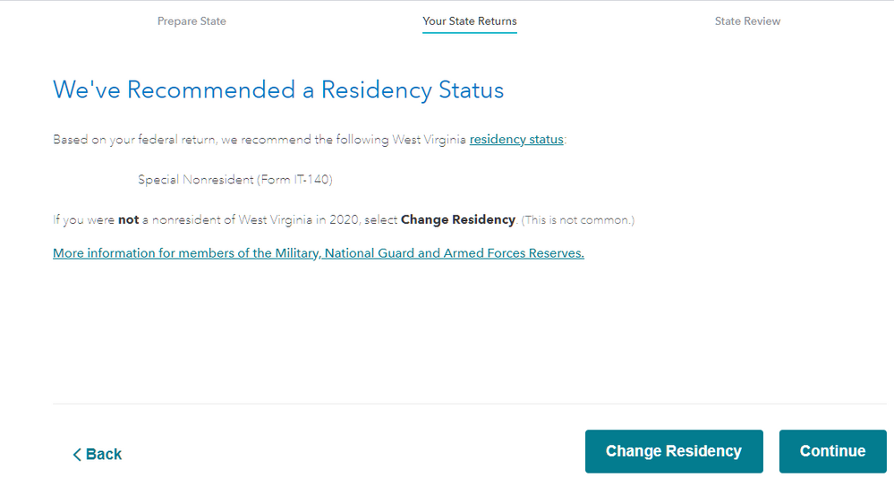 We've recommended a Residency Status