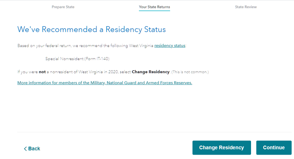 We've recommended a Residency Status