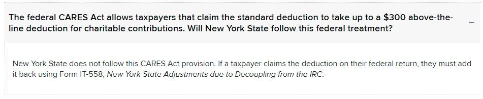 NYS Non Conformity on CARES Act $300 Above the Line Charitable deduction on Form 1040.jpg