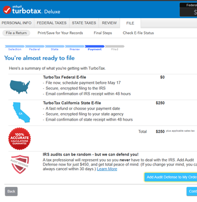 250 to e-file?!? For a "free" state that is included in my Deluxe purchase.