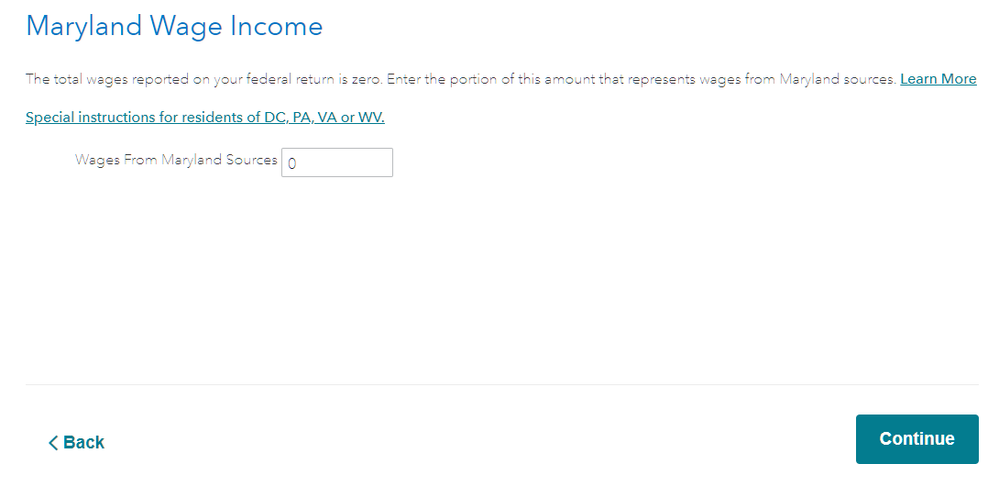 Maryland Wage Income