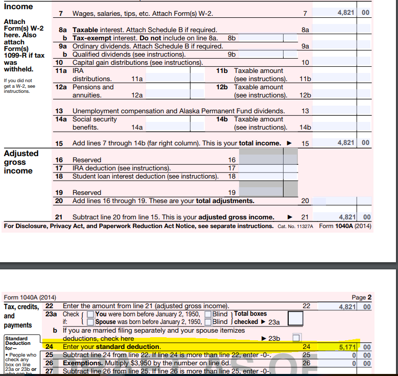 Line 24 of form 1040 A - 2014.PNG