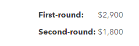 Screenshot of first and second round amount entered