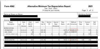 200DB AMT depreciation