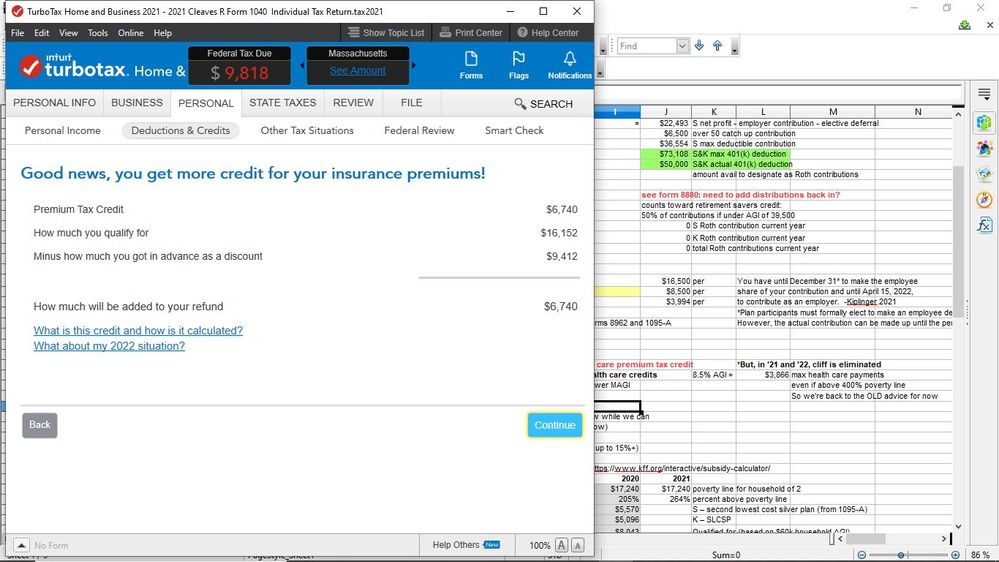 2021 Turbo Tax insurance premium credit at filing.jpg