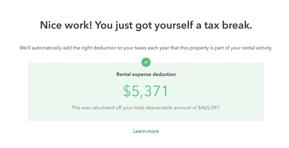 465,097  / 27.5 * 0.5863 (turbotax adjustment) * 0.5417 (IRS line 19 adjustment) = 5,371