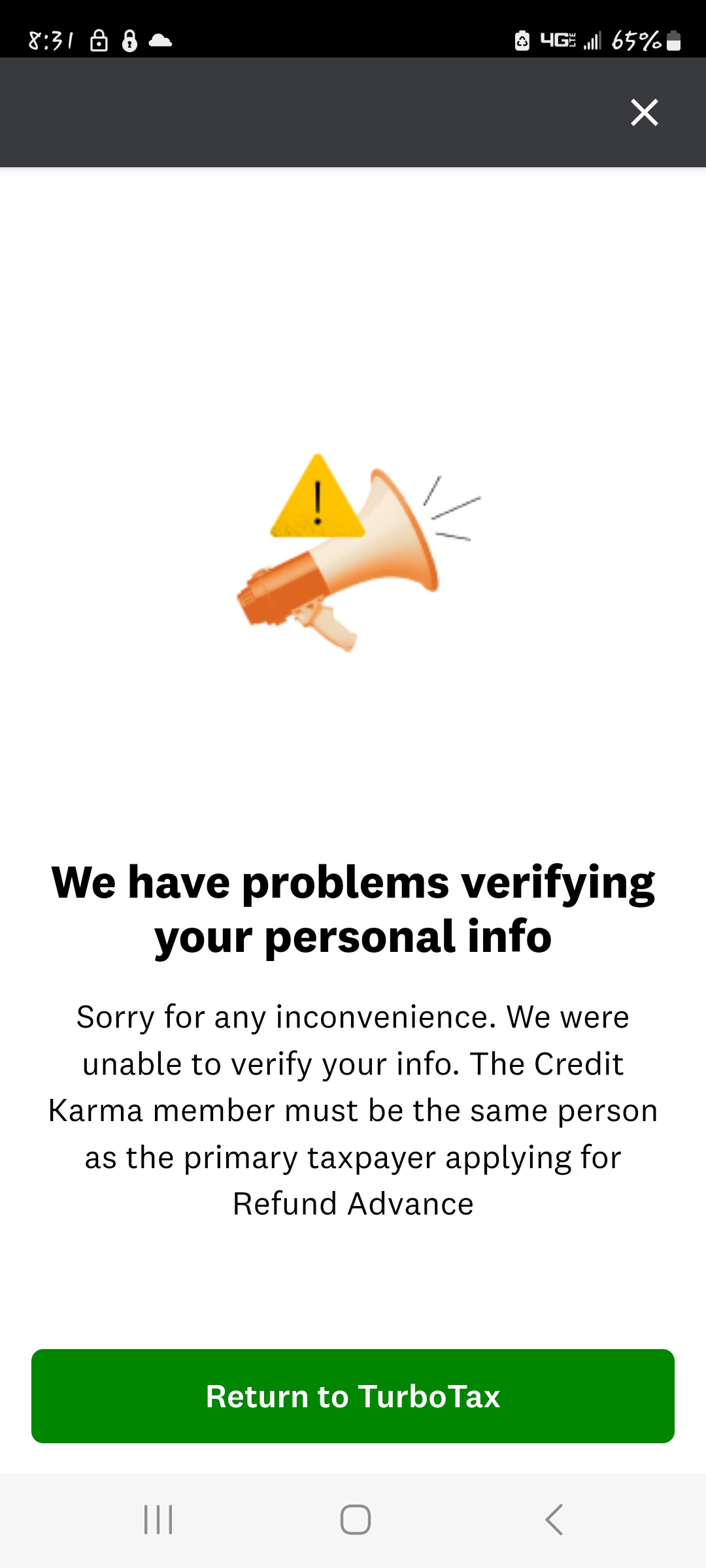 Refund Adv. Credit Karma verification