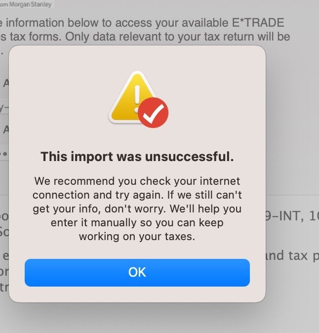 TT message after attempting 1099-B import fromE*Trade