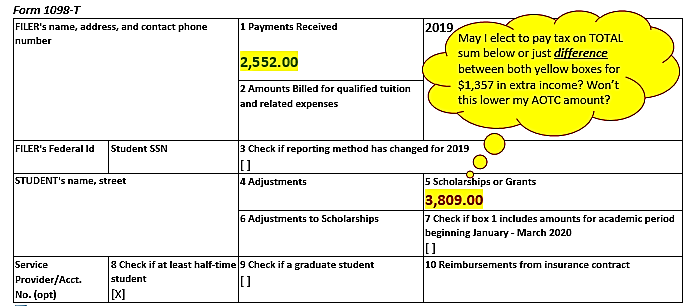 My Exact 2019 Form 1098T Figures (Redacted for Privacy)