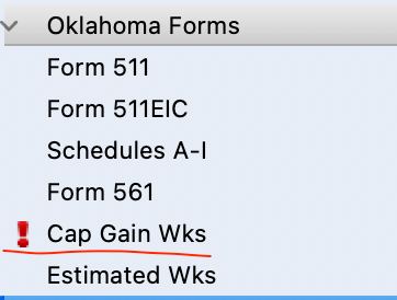 Oklahoma Cap Gain Wks