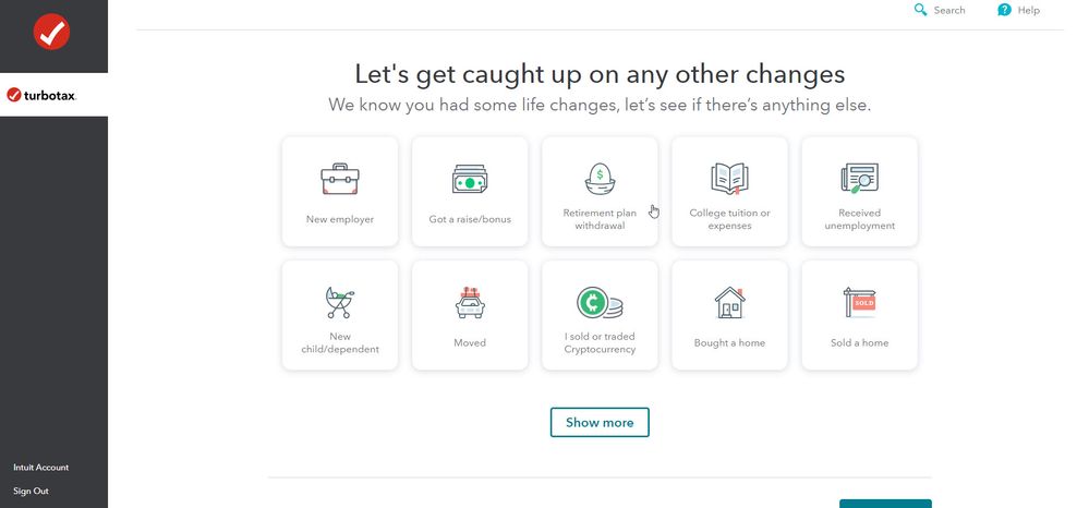 There's no link showing previous tax years