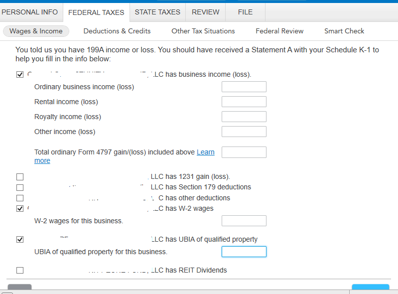 No place to enter passthrough entities.  Can I just add up all the loss , w-2 wages and UBIA?