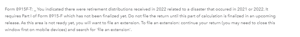 Part 1 Form 8915-F not finalized??