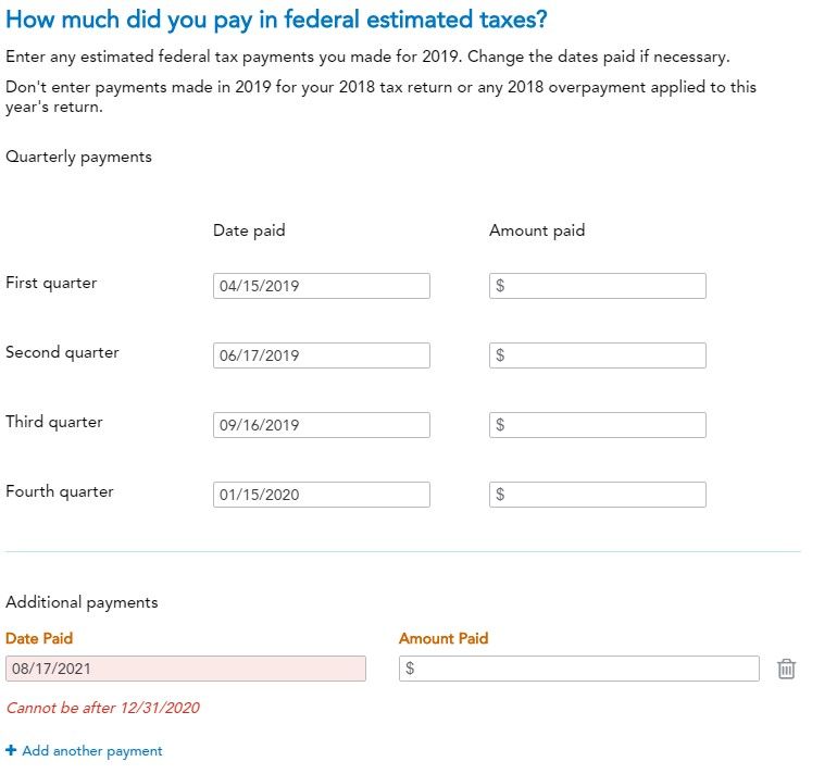 Can't enter late payment for late filing.