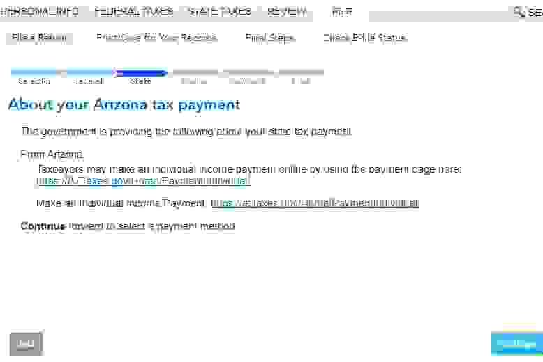 Arizona Tax Payment method