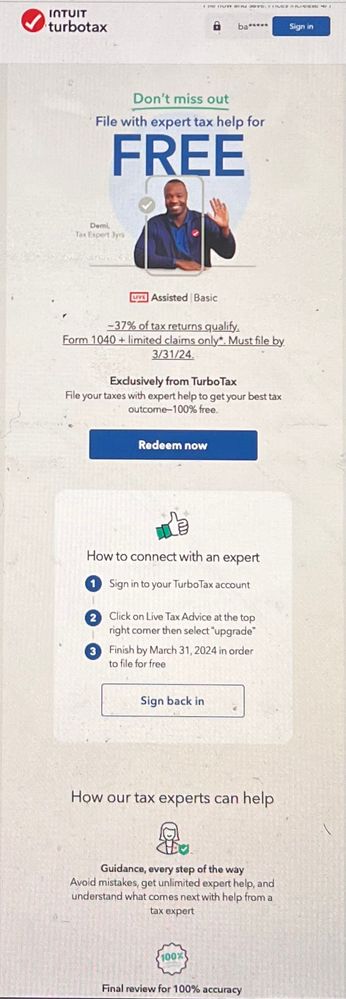 TurboTax File with expert tax help for FREE Advertisement 2024.jpg