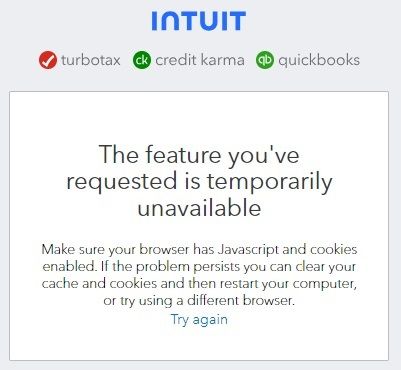 "The feature you've requested is temporarily unavailable"