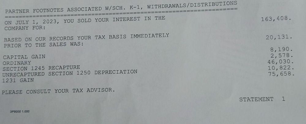 This is the note received on K-1 Statement