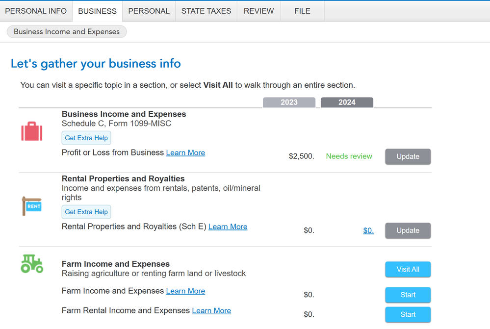 Business expense screen shot Turbotax 2024.png
