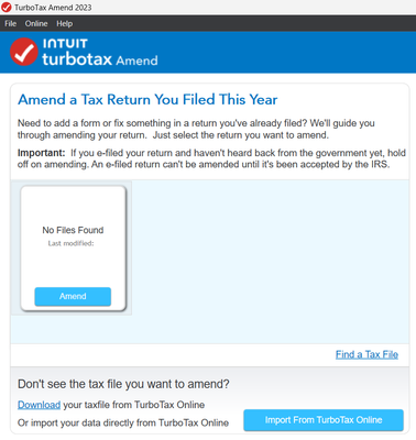 Click to 'Find a tax  File'