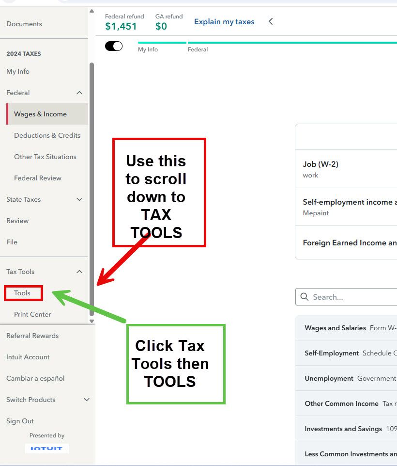 click Tax Tools, then click Tools