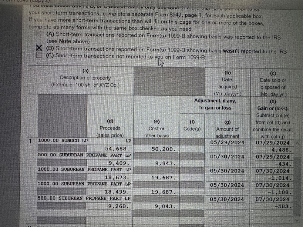 Form 8949 Box B checked