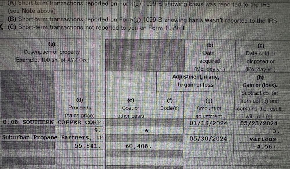 Form 8949 Box C checked