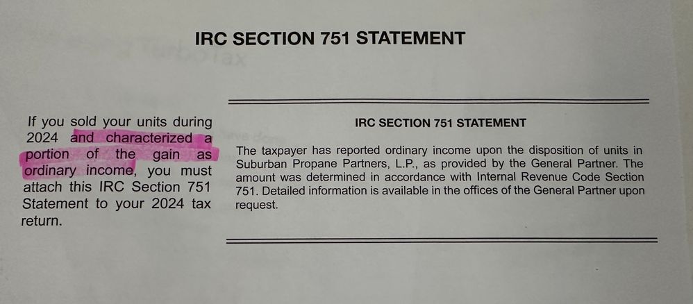 IRC Section 751 Statement
