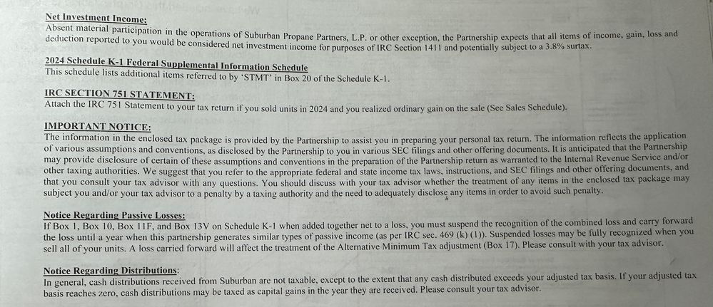 Info for Section 751 Statement