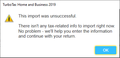 TurboTax Betterment 2019 Desktop Import Error