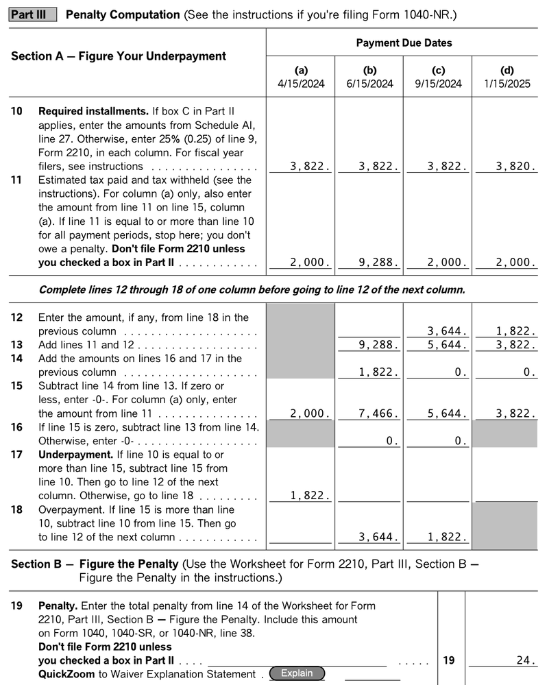 100% ES in Q2 - Penalty $24