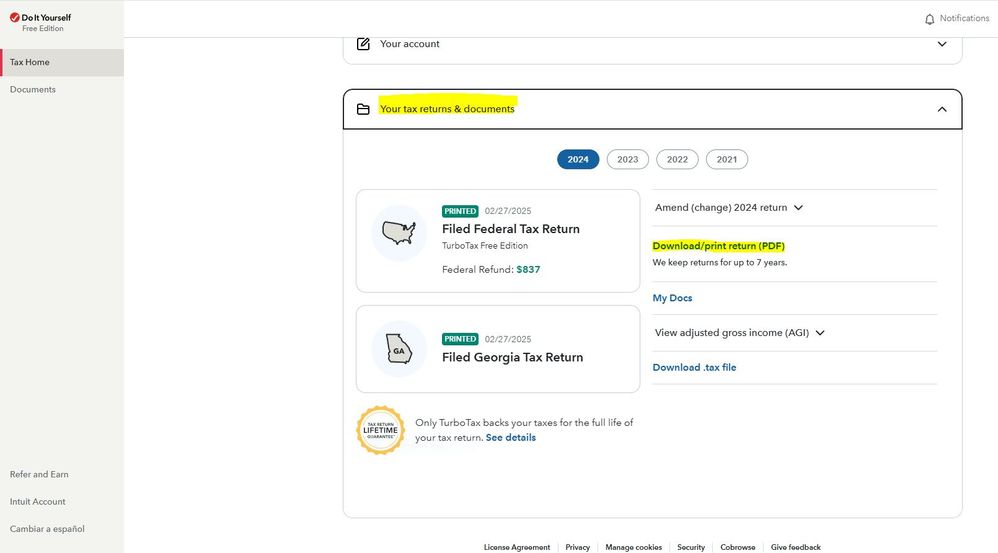 Tax Home 2025 Your Tax Returns.JPG