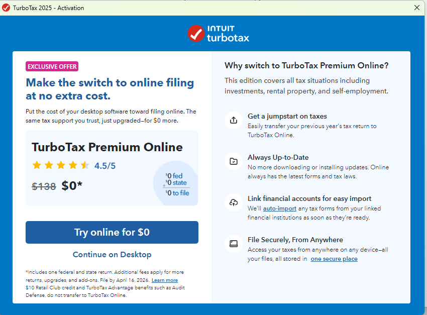 I clicked Continue to Desktop