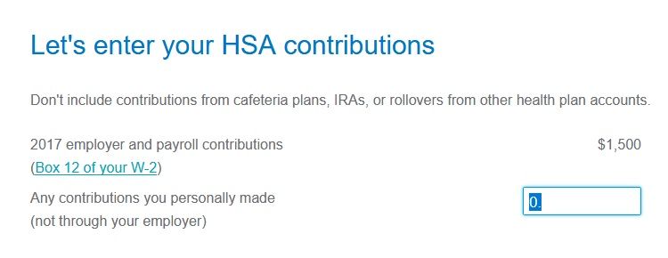 Let's enter your HSA contributions
