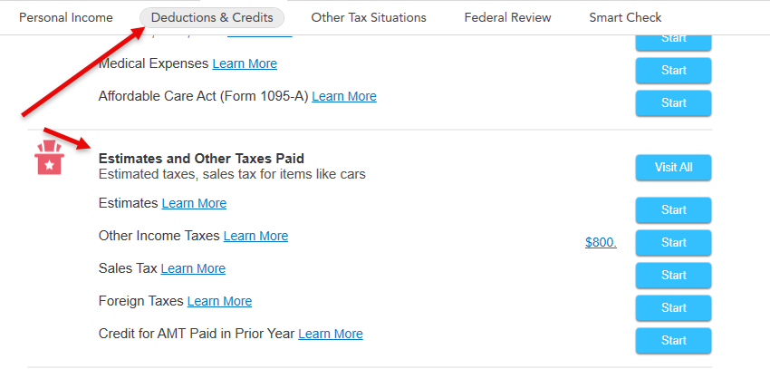 Estimates and other taxes paid in deductions and credits.png