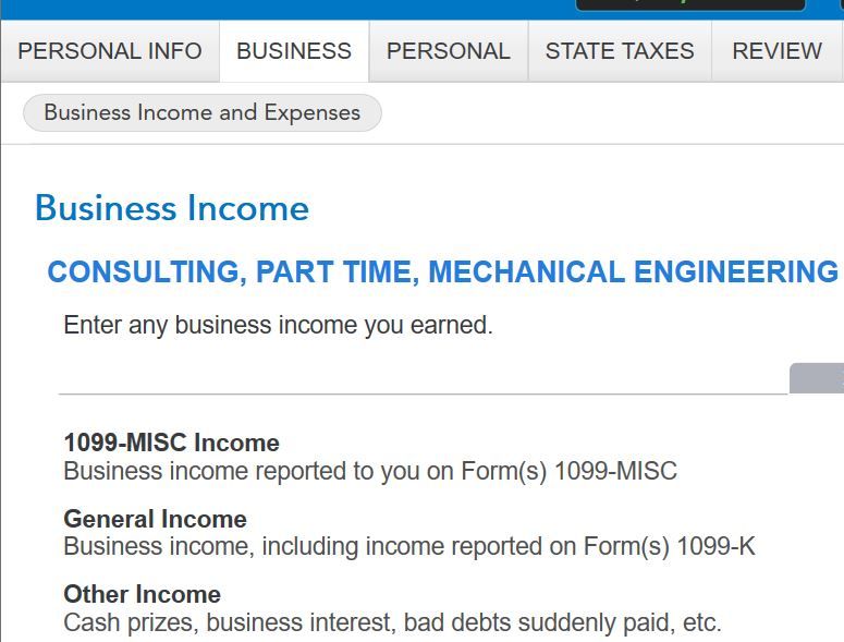 business income section