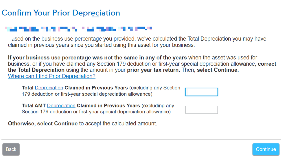 Confirmation your prior depreciation