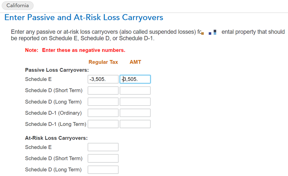 passive loss carryover single family house