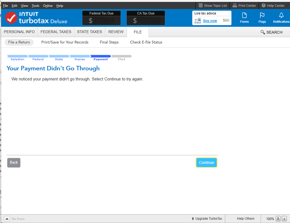 then it did not go thru california state efile